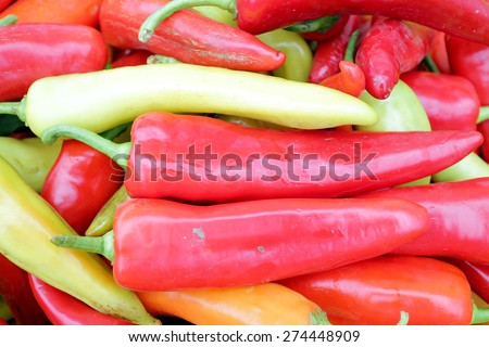 fresh banana peppers at market place for background uses