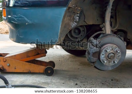 brake disk and Used Car Break detail with tire removed