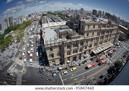 BUENOS AIRES, ARGENTINA - FEB 22: View of Once Train station where a train crashed killing 49 and injured about 600 people in Buenos Aires on February 22, 2012.