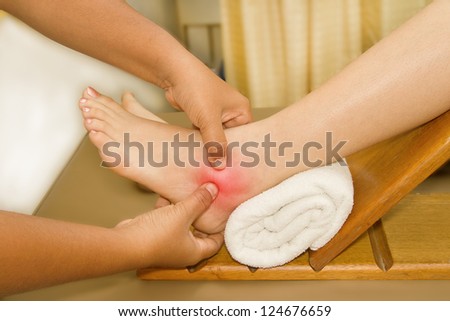 the painful or injury ankle and foot,doctor examining an injury foot