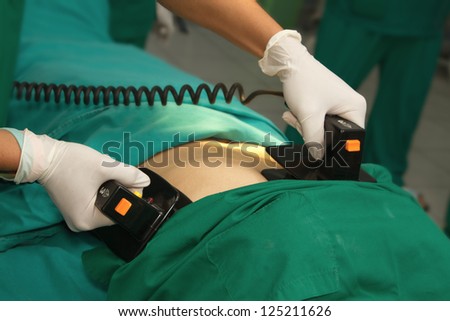 Defibrillator practice on a CPR