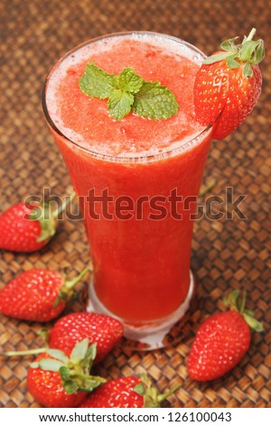 Fresh Strawberry smoothie , juice for healthy on white background