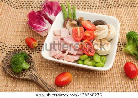 ham salad and mix vegetable