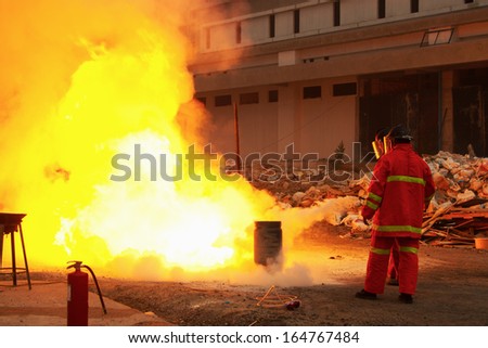 firefighters in action after a gas explosion