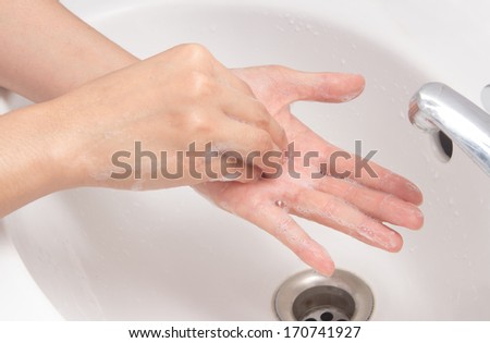 Washing of hands with soap ,hand  hygiene