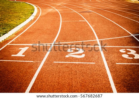 Running track start line texture with lane numbers