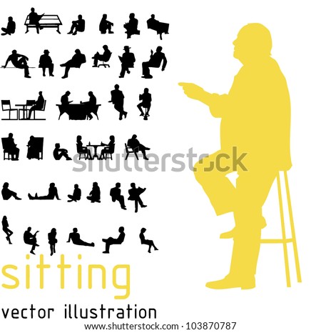 Silhouettes of sitting people.