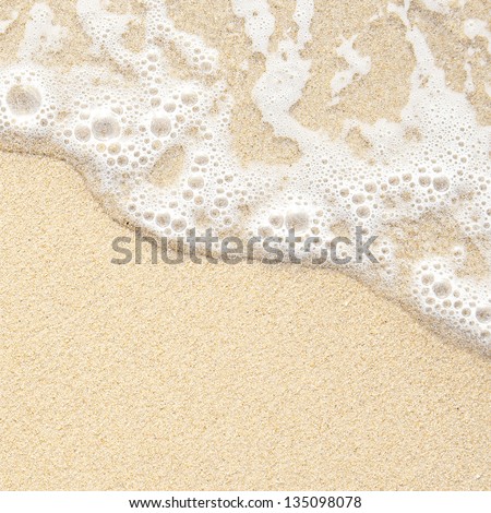 Seashore texture. line water foam over clean sand.