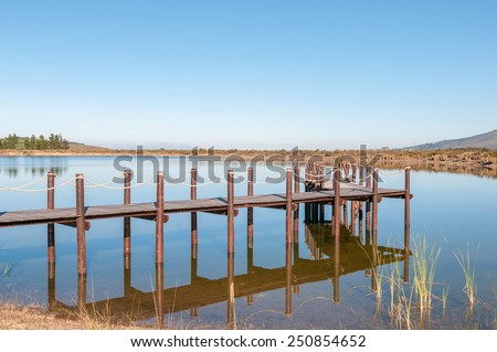 Dam with jetty near Somerset West in the Western Cape Province of South Africa