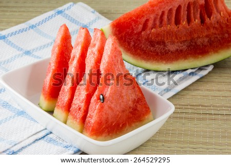 Fresh watermelon and glass of watermelon juice