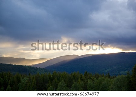 Mountains on a sunset in Norway