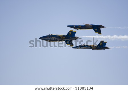 INDIANAPOLIS - JUNE 5: Members of the Blue Angels demonstration team perform at the Indy air show at Mt. Comfort airport on June 5th, 2009 in Indianapolis,Indiana