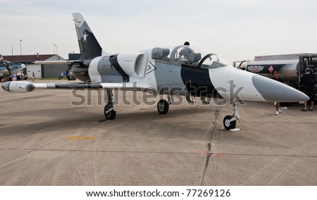 INDIANAPOLIS, IN - MAY 13:  An L-39 Albatross fighter plane refuels on the tarmac during the Indianapolis Air Show on May 13, 2011 in Indianapolis, Indiana.