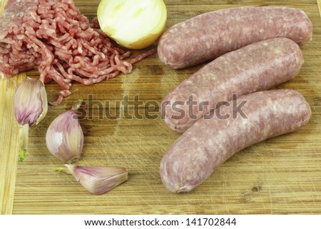 ground meat and raw sausage