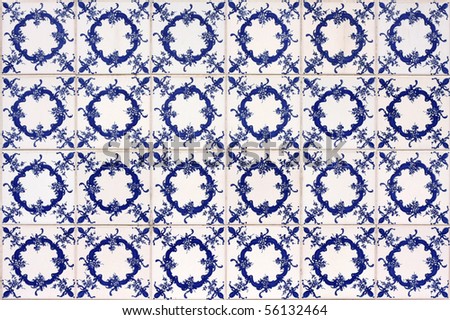 Old tiled background, portuguese tiles