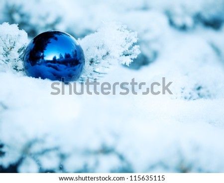 Christmas winter background. Ornaments ball