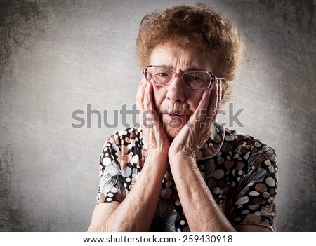 Portrait  old woman. Sad adult female. Grandmother