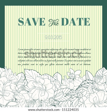 Wedding invitation with gardenia flowers