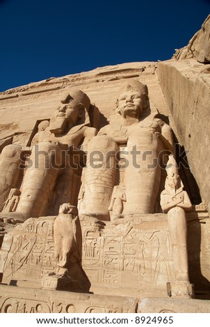 Ancient egyptian pharaoh sculptures.  Abu Simbel, Egypt