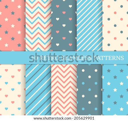 10 retro different seamless patterns Zigzag and stripes 10 retro different seamless patterns Zigzag and stripes