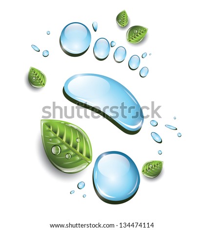  - stock-photo-blue-water-footprint-with-green-leaves-134474114