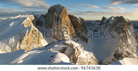 dolomite evening sun / taken from the top of Rosetta in the Pale di San Martino dolomite\'s group