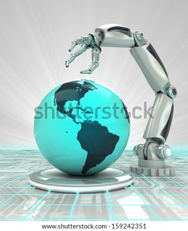 robotic hand creation futuristic industry in american countries render illustration