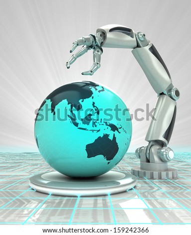 robotic hand creation futuristic industry in asian countries render illustration