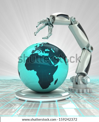 robotic hand creation futuristic industry in european countries render illustration