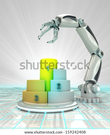 awarded robotic hand is technological progress render illustration