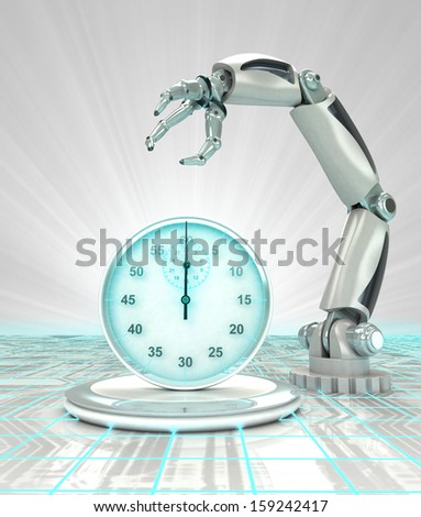 industrial cybernetic robotic hand creation in time render illustration