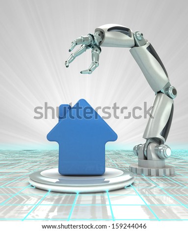 cybernetic robotic hand automatic creation in building development render illustration