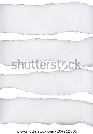 Torn pieces of paper, isolated on white with clipping path