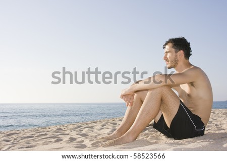 Italian Man at the Beach of Monte Ruiu, North Sardinia, Italy