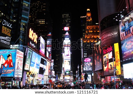 New York, Ny - December 6:Crowds Gather In New York City\'S Times Square December 6, 2012. On New Year\'S Eve, Close To A Million People Will Congregate To Celebrate The \'Dropping Of The Ball\'.