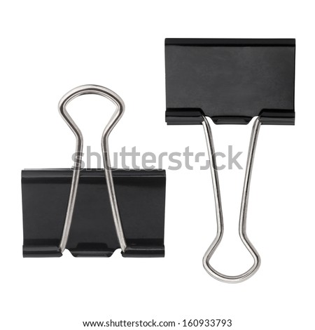 black paper clip isolated on white