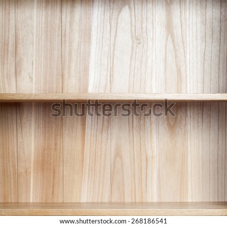 Empty wooden book shelf