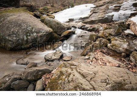 A little falls along the side at Dark Hollow trail in Winter. Combination of ice falls and water falls. Shenandoah, VA