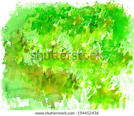 Watercolor hand draw green background. Design element illustration.