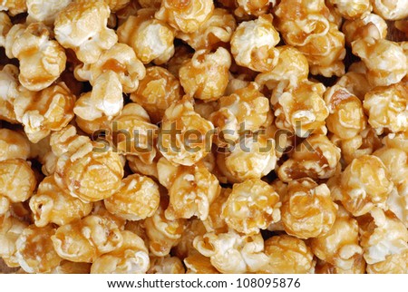 Caramel candy popcorn background