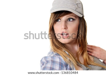 teen girl wearing baseball hat