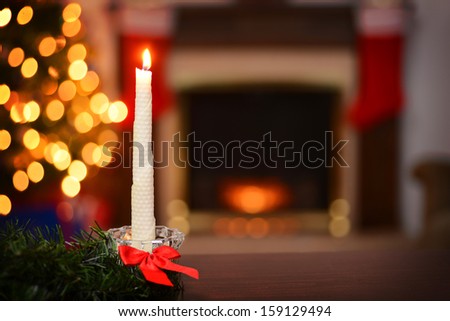 bees wax christmas candle focus on candle