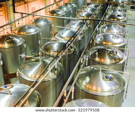 Stainless steel tanks. Food industry.