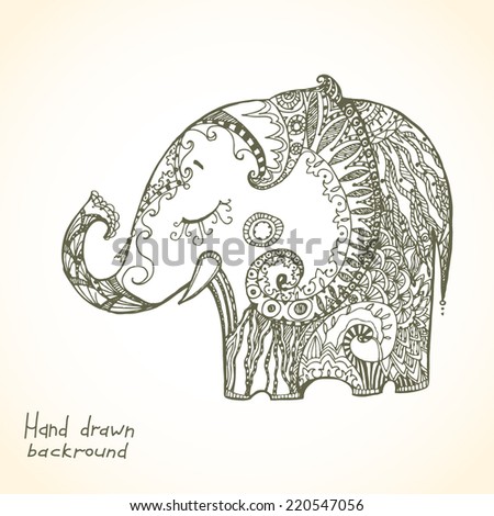 Vintage hand-drawn tribal doodle animal Vintage hand-drawn tribal doodle animal