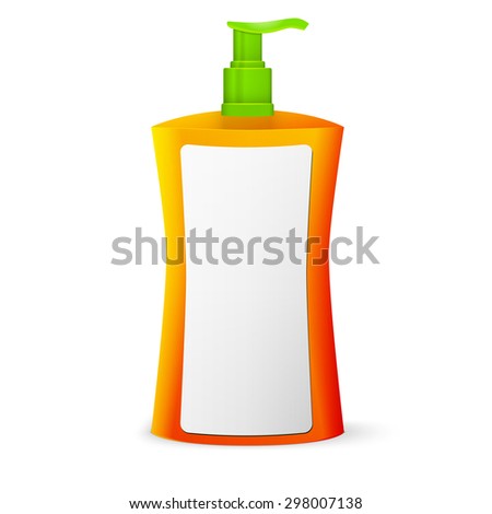 Plastic Clean Colored Bottle With Dispenser Pump. Shower Gel, Liquid Soap, Lotion, Cream, Shampoo, Bath Foam