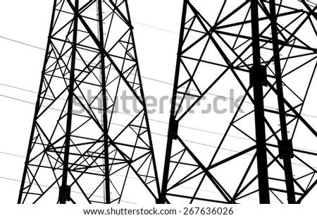 fragment of the industrial metal framework, silhouette on a white background