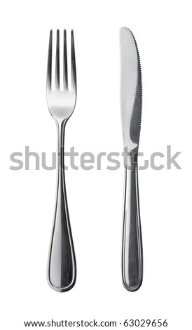 Flatware on white background Fork and knife. Flatware on white background Fork and knife.