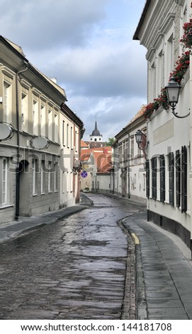 One of the most ancient streets in the Old city of Vilnius. Narrow and curved it begins from an arch connecting corner houses on the left side of Piles Street