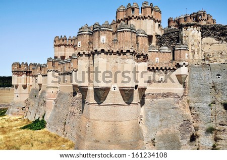 Coca Castle located in the small town, Segovia Province, Castile and Leon, Spain. It is a popular touristic attraction and a perfectly preserved ancient fortress