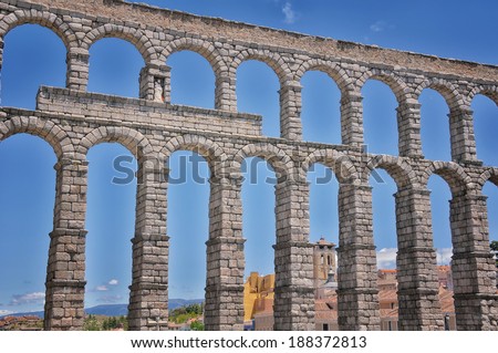 Fragment of an Old Roman Aqueduct, Segovia, Spain